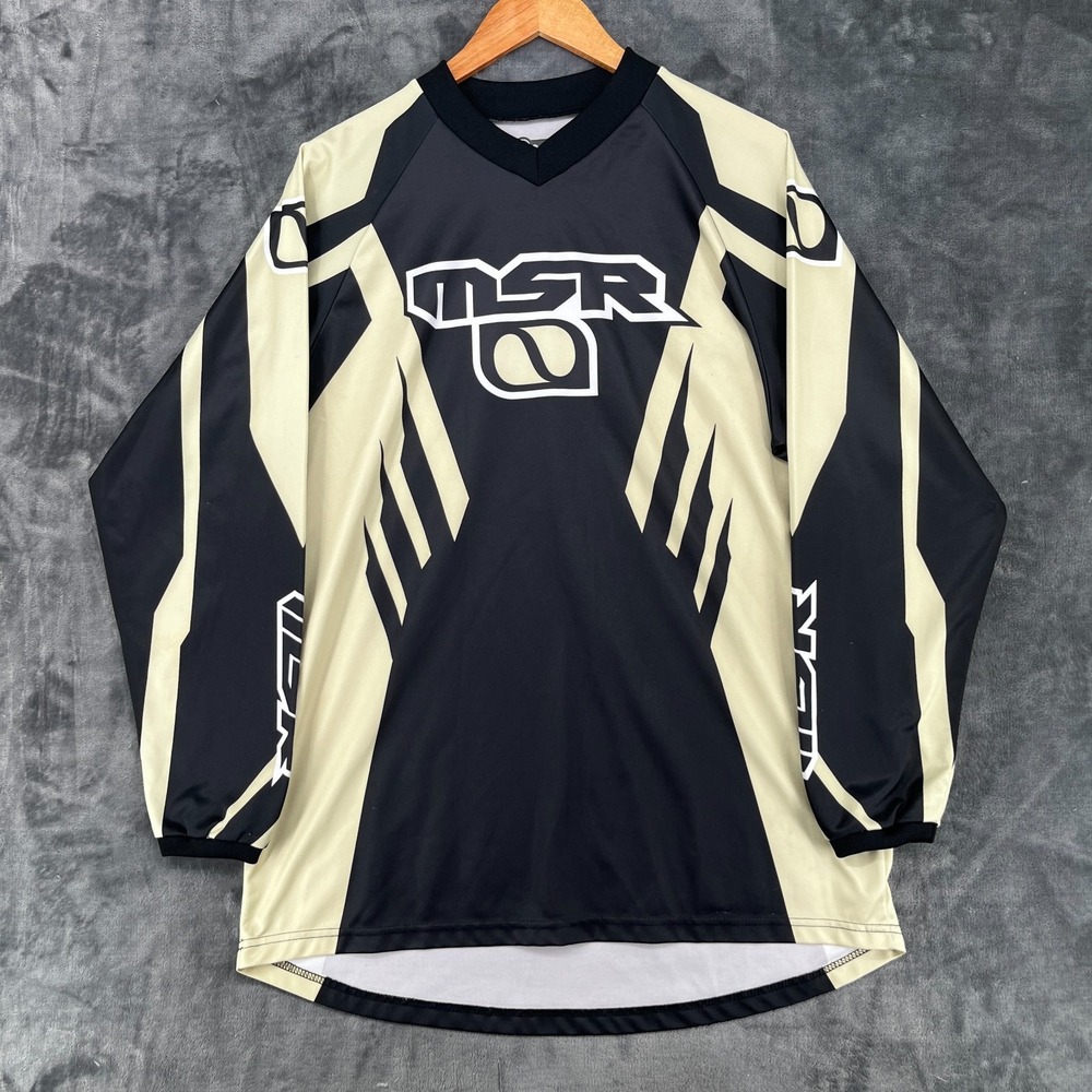 MSR Axxis Motocross Jersey Men's Medium Black Beige Racing MotoX Shirt Riding